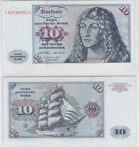 T141780 Banknote 10 DM Deutsche Mark Ro. 270a Schein 2.Jan. 1970 KN CD 5789901 A