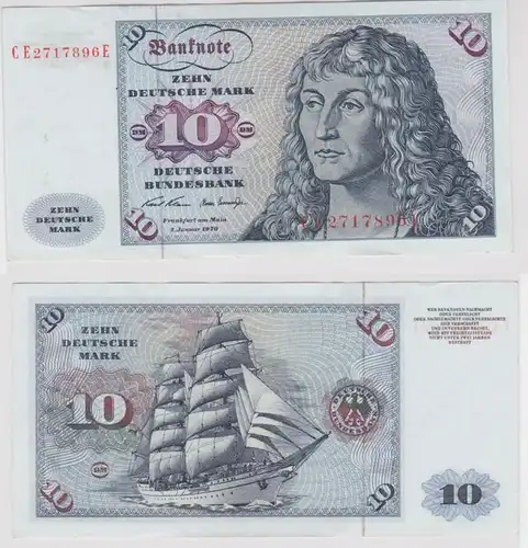 T141621 Banknote 10 DM Deutsche Mark Ro. 270b Schein 2.Jan. 1970 KN CE 2717896 E