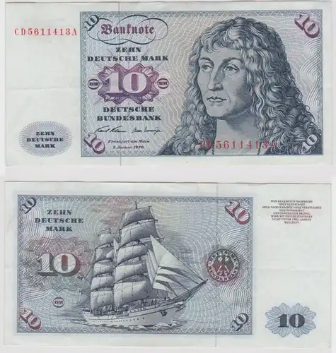 T141616 Banknote 10 DM Deutsche Mark Ro. 270a Schein 2.Jan. 1970 KN CD 5611413 A