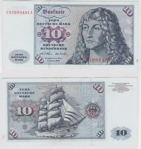 T141589 Banknote 10 DM Deutsche Mark Ro. 270a Schein 2.Jan. 1970 KN CD 7004401 A