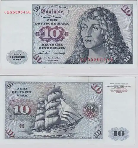 T141572 Banknote 10 DM Deutsche Mark Ro. 270a Schein 2.Jan. 1970 KN CB 5550544 Q