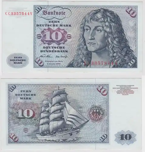 T141567 Banknote 10 DM Deutsche Mark Ro. 270a Schein 2.Jan. 1970 KN CC 3357844 V