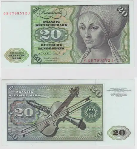 T141556 Banknote 20 DM Deutsche Mark Ro. 271a Schein 2.Jan. 1970 KN GB 9799572 J