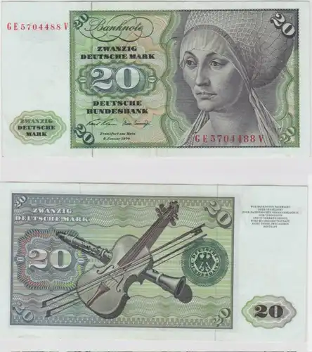 T141495 Banknote 20 DM Deutsche Mark Ro. 271b Schein 2.Jan. 1970 KN GE 5704488 V