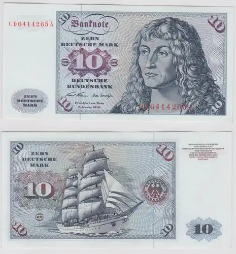 T141471 Banknote 10 DM Deutsche Mark Ro. 270a Schein 2.Jan. 1970 KN CD 6414265 A
