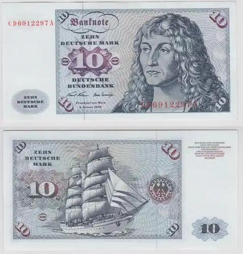 T141380 Banknote 10 DM Deutsche Mark Ro. 270a Schein 2.Jan. 1970 KN CD 6912297 A