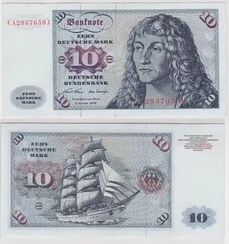 T141237 Banknote 10 DM Deutsche Mark Ro. 270a Schein 2.Jan. 1970 KN CA 2937650 J