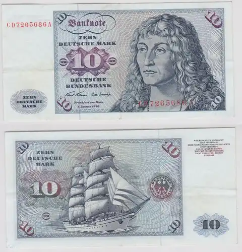 T141173 Banknote 10 DM Deutsche Mark Ro. 270a Schein 2.Jan. 1970 KN CD 7265686 A