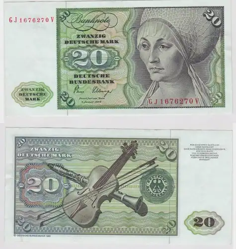 T140934 Banknote 20 DM Deutsche Mark Ro. 287a Schein 2.Jan. 1980 KN GJ 1676270 V