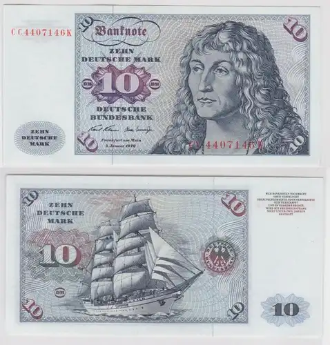 T140814 Banknote 10 DM Deutsche Mark Ro. 270a Schein 2.Jan. 1970 KN CC 4407146 K