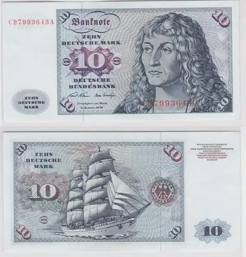 T140704 Banknote 10 DM Deutsche Mark Ro. 270a Schein 2.Jan. 1970 KN CD 7993643 A