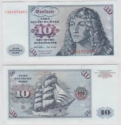 T140449 Banknote 10 DM Deutsche Mark Ro. 270a Schein 2.Jan. 1970 KN CD 5197688 A