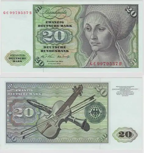 T140301 Banknote 20 DM Deutsche Mark Ro. 271a Schein 2.Jan. 1970 KN GC 9979537 B