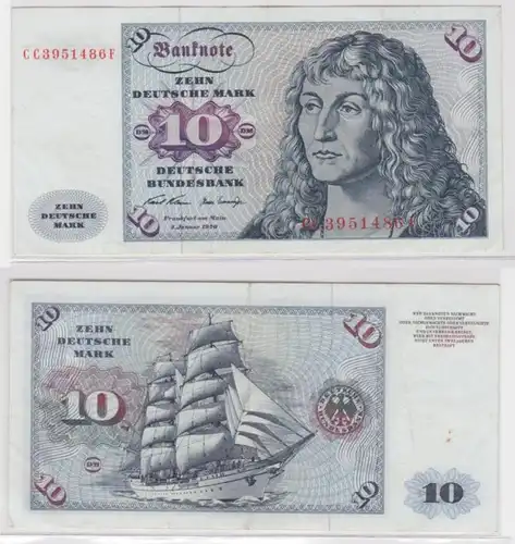 T140257 Banknote 10 DM Deutsche Mark Ro. 270a Schein 2.Jan. 1970 KN CC 3951486 F
