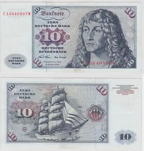 T140153 Banknote 10 DM Deutsche Mark Ro. 270a Schein 2.Jan. 1970 KN CA 5640807 W