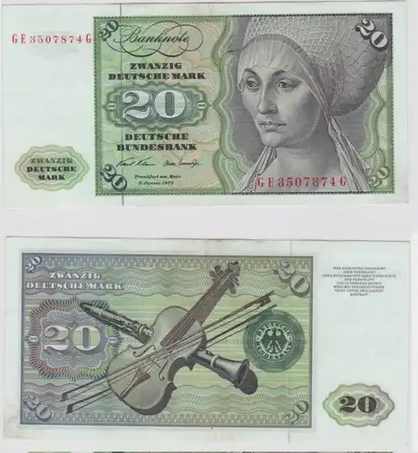 T140095 Banknote 20 DM Deutsche Mark Ro. 271b Schein 2.Jan. 1970 KN GE 3507874 G