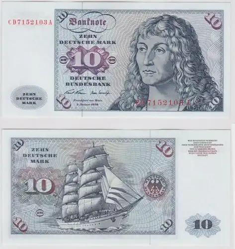T140090 Banknote 10 DM Deutsche Mark Ro. 270a Schein 2.Jan. 1970 KN CD 7152103 A