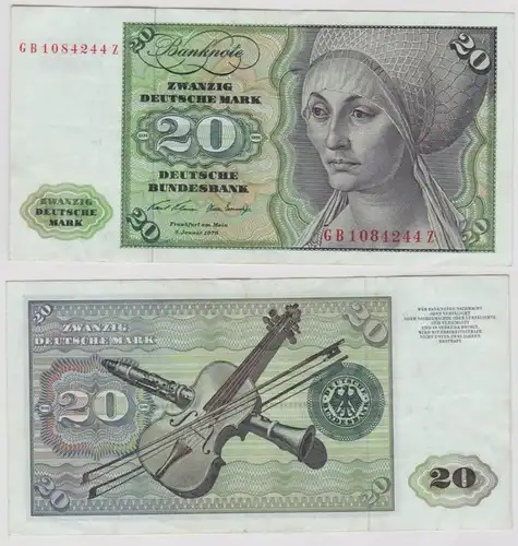 T139847 Banknote 20 DM Deutsche Mark Ro. 271a Schein 2.Jan. 1970 KN GB 1084244 Z