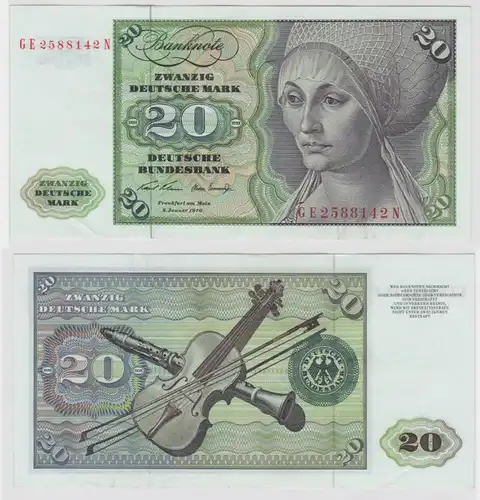 T139711 Banknote 20 DM Deutsche Mark Ro. 271b Schein 2.Jan. 1970 KN GE 2588142 N