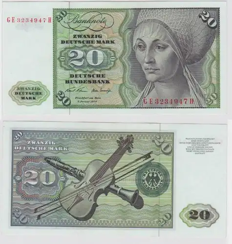 T139360 Banknote 20 DM Deutsche Mark Ro. 271b Schein 2.Jan. 1970 KN GE 3234947 H