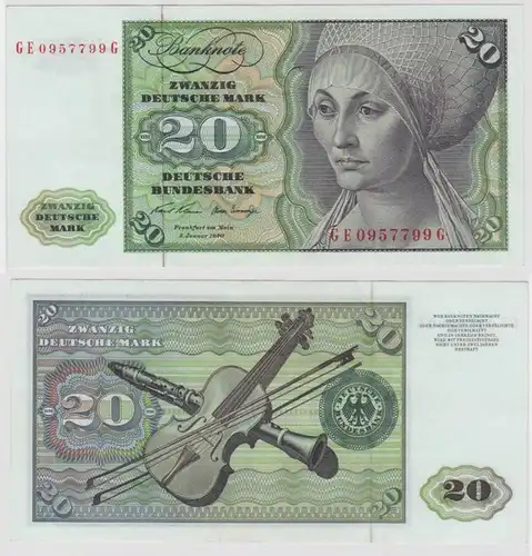 T139209 Banknote 20 DM Deutsche Mark Ro. 271b Schein 2.Jan. 1970 KN GE 0957799 G