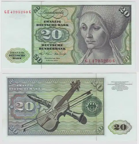 T138635 Banknote 20 DM Deutsche Mark Ro. 271b Schein 2.Jan. 1970 KN GE 4795280 G