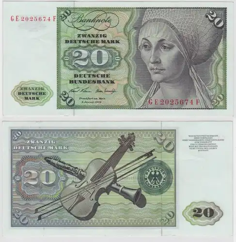 T138334 Banknote 20 DM Deutsche Mark Ro. 271b Schein 2.Jan. 1970 KN GE 2025674 F