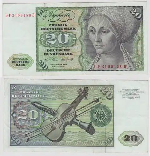T138333 Banknote 20 DM Deutsche Mark Ro. 271b Schein 2.Jan. 1970 KN GF 3199156 B