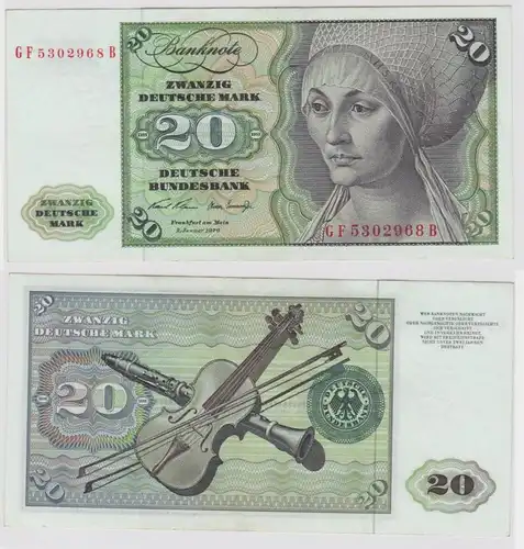 T138155 Banknote 20 DM Deutsche Mark Ro. 271b Schein 2.Jan. 1970 KN GF 5302968 B