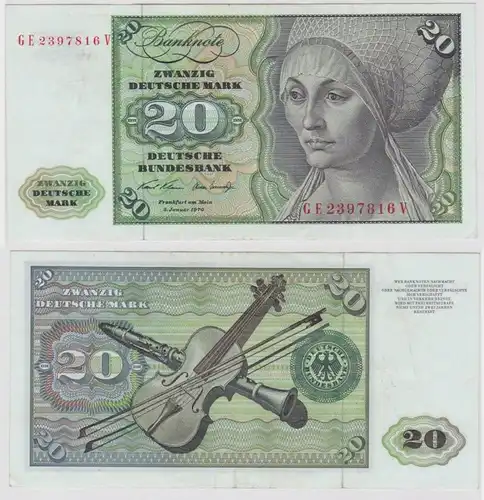 T138134 Banknote 20 DM Deutsche Mark Ro. 271b Schein 2.Jan. 1970 KN GE 2397816 V