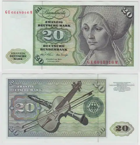 T138129 Banknote 20 DM Deutsche Mark Ro. 271b Schein 2.Jan. 1970 KN GE 6648016 M