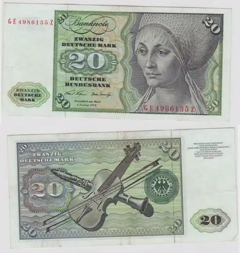 T138030 Banknote 20 DM Deutsche Mark Ro. 271b Schein 2.Jan. 1970 KN GE 4986135 Z