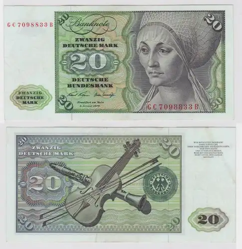T137948 Banknote 20 DM Deutsche Mark Ro. 271a Schein 2.Jan. 1970 KN GC 7098833 B