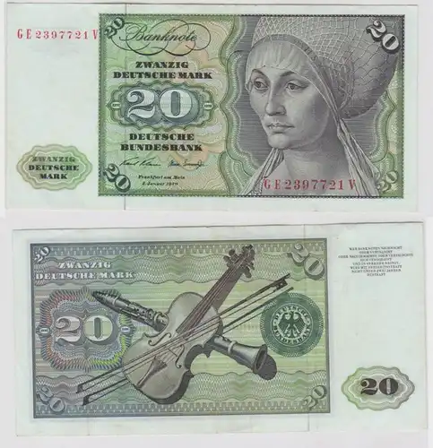 T137904 Banknote 20 DM Deutsche Mark Ro. 271b Schein 2.Jan. 1970 KN GE 2397721 V
