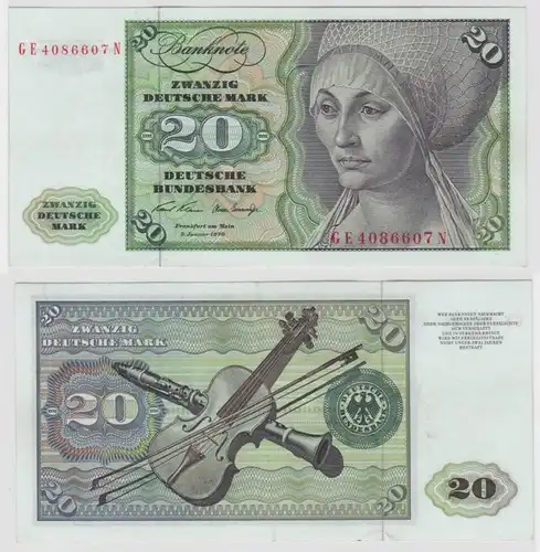 T137840 Banknote 20 DM Deutsche Mark Ro. 271b Schein 2.Jan. 1970 KN GE 4086607 N