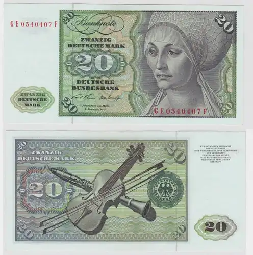 T137790 Banknote 20 DM Deutsche Mark Ro. 271b Schein 2.Jan. 1970 KN GE 0540407 F
