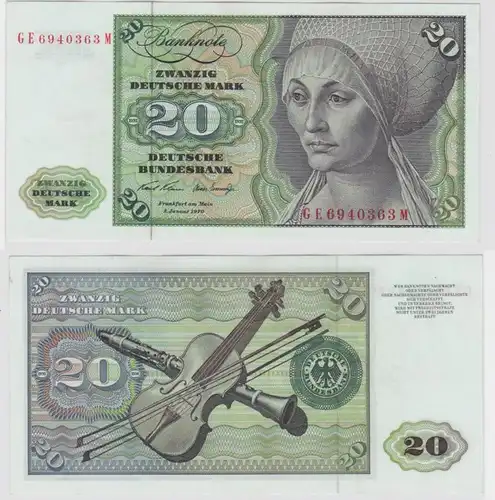 T137721 Banknote 20 DM Deutsche Mark Ro. 271b Schein 2.Jan. 1970 KN GE 6940363 M