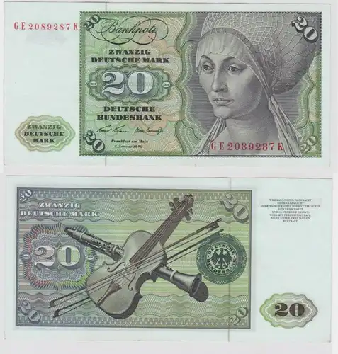 T137539 Banknote 20 DM Deutsche Mark Ro. 271b Schein 2.Jan. 1970 KN GE 2089287 K