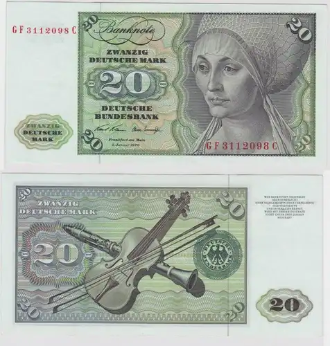 T136737 Banknote 20 DM Deutsche Mark Ro. 271b Schein 2.Jan. 1970 KN GF 3112098 C