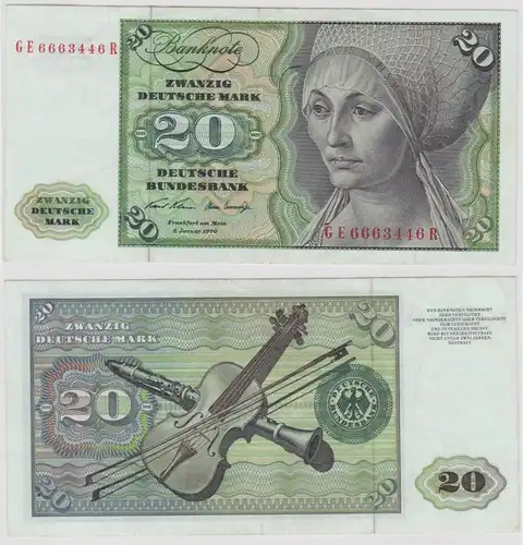T136384 Banknote 20 DM Deutsche Mark Ro. 271b Schein 2.Jan. 1970 KN GE 6663446 R