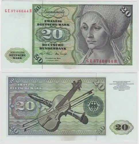T136232 Banknote 20 DM Deutsche Mark Ro. 271b Schein 2.Jan. 1970 KN GE 3746044 H
