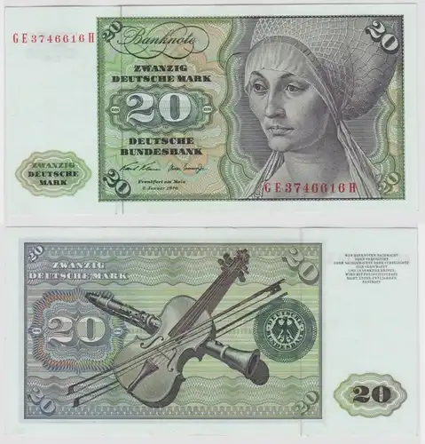 T136068 Banknote 20 DM Deutsche Mark Ro. 271b Schein 2.Jan. 1970 KN GE 3746616 H