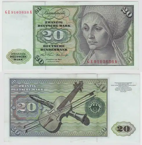 T135988 Banknote 20 DM Deutsche Mark Ro. 271b Schein 2.Jan. 1970 KN GE 9103636 K