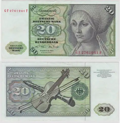 T135605 Banknote 20 DM Deutsche Mark Ro. 271b Schein 2.Jan. 1970 KN GF 2761941 F
