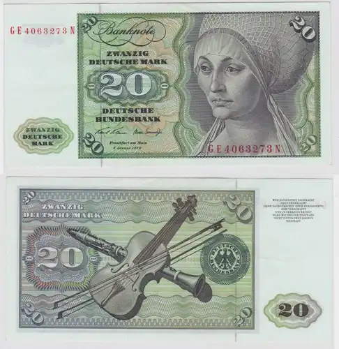 T135357 Banknote 20 DM Deutsche Mark Ro. 271b Schein 2.Jan. 1970 KN GE 4063273 N