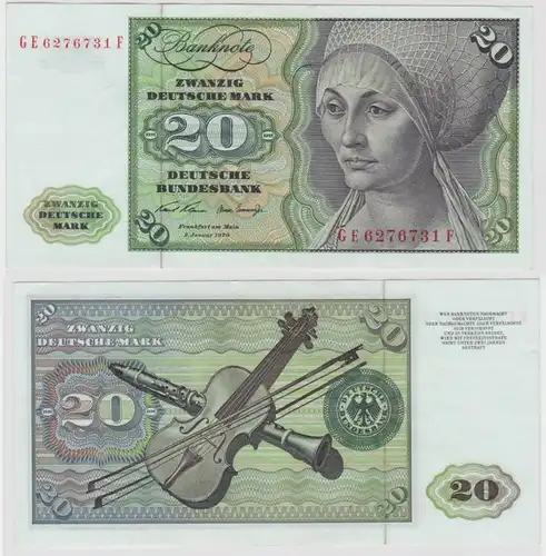 T135057 Banknote 20 DM Deutsche Mark Ro. 271b Schein 2.Jan. 1970 KN GE 6276731 F