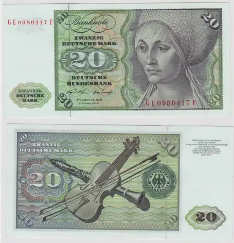 T134622 Banknote 20 DM Deutsche Mark Ro. 271b Schein 2.Jan. 1970 KN GE 0980417 F
