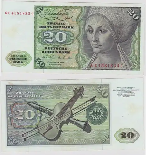 T134190 Banknote 20 DM Deutsche Mark Ro. 271a Schein 2.Jan. 1970 KN GC 4581833 C