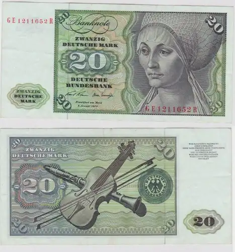 T133945 Banknote 20 DM Deutsche Mark Ro. 271b Schein 2.Jan. 1970 KN GE 1211652 R