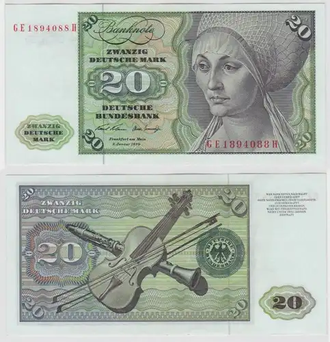 T133885 Banknote 20 DM Deutsche Mark Ro. 271b Schein 2.Jan. 1970 KN GE 1894088 H